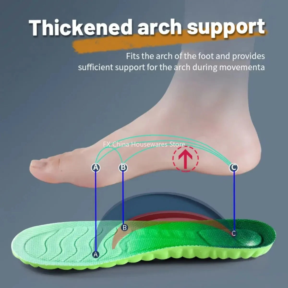 1Pair Sport Insoles PU Stretch Shock Resistant Antibacterial