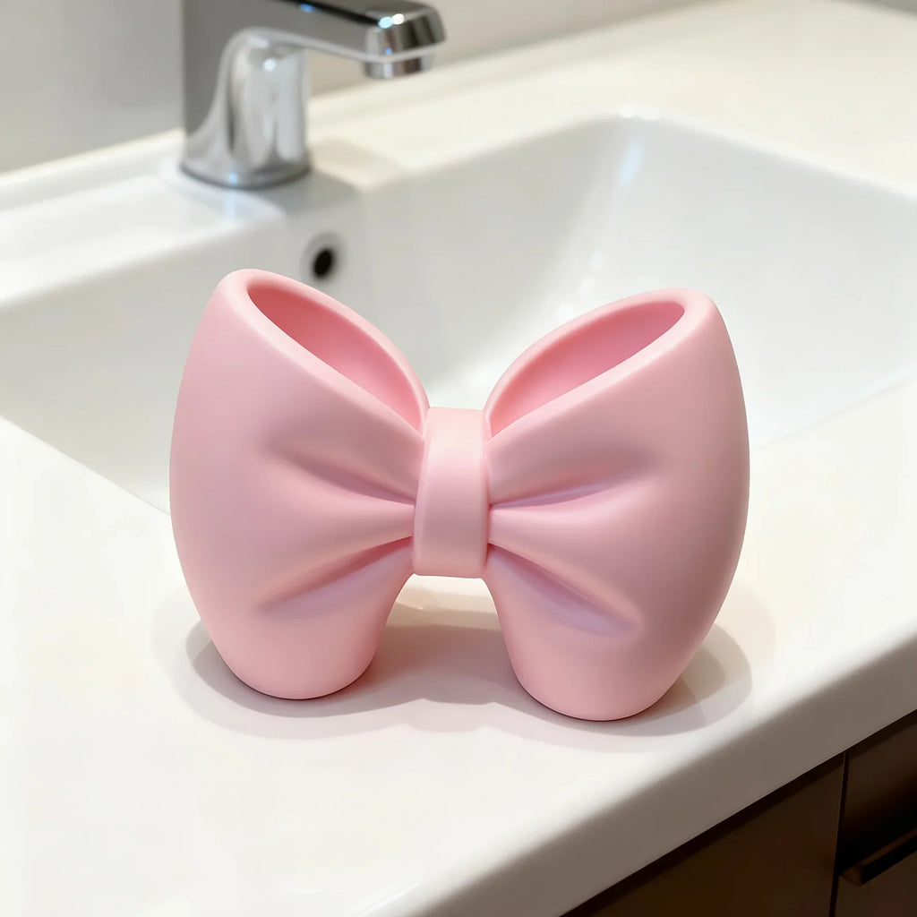 Creative Bow Toothbrush & Pen Holder – Freestanding Organizer