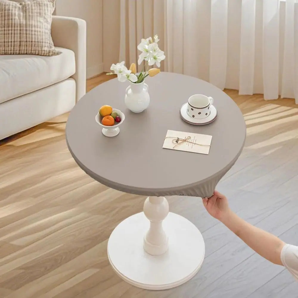 PU Leather Waterproof Stretch Round Tablecloth 60/80cm