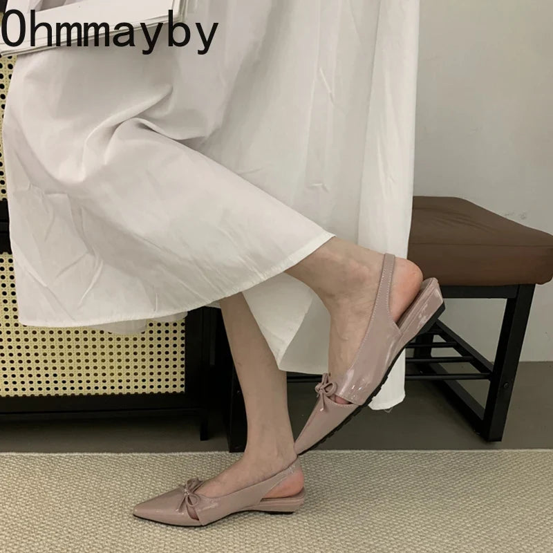 Women's Butterfly-Knot Flat Sandals – Slip-On Slingbacks