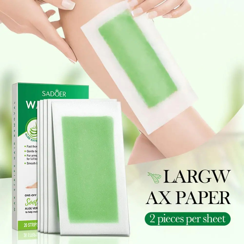20-Pack Painless Wax Strips – Face, Leg & Body Hair Removal