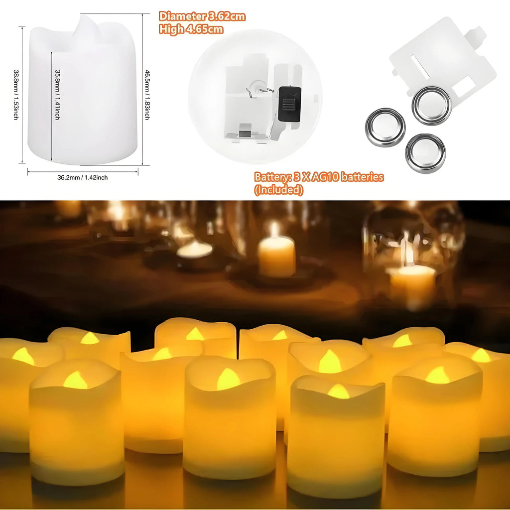 24 Flameless LED Candle Battery Operated Realistic Wishing Tea Lights