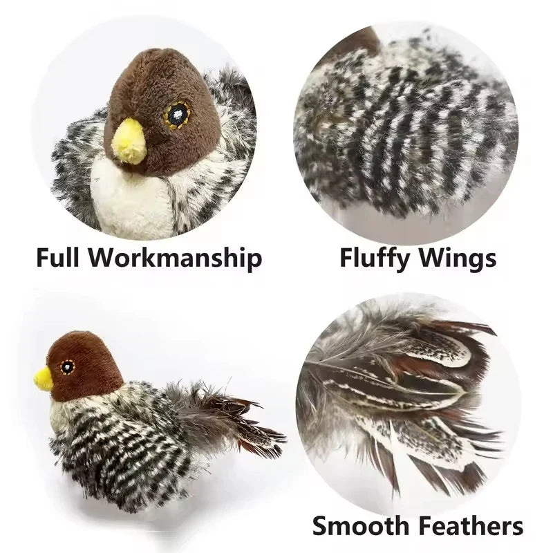 Interactive Flapping Bird Catnip Plush Toy for Indoor Cats