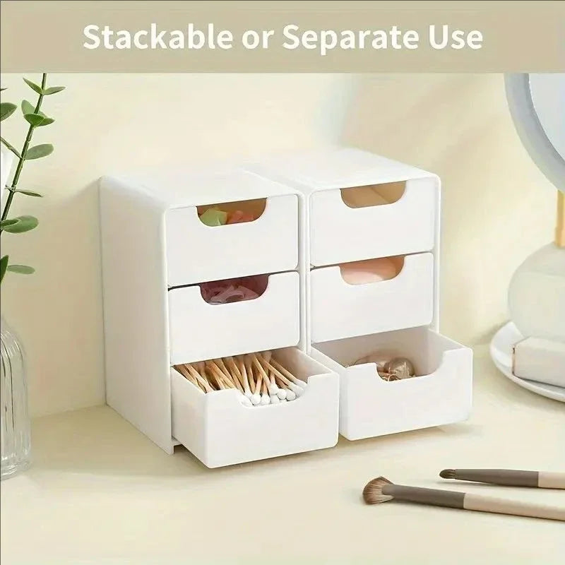 1 3-Tier Desktop Organizer Drawers Plastic Storage Box Stationery