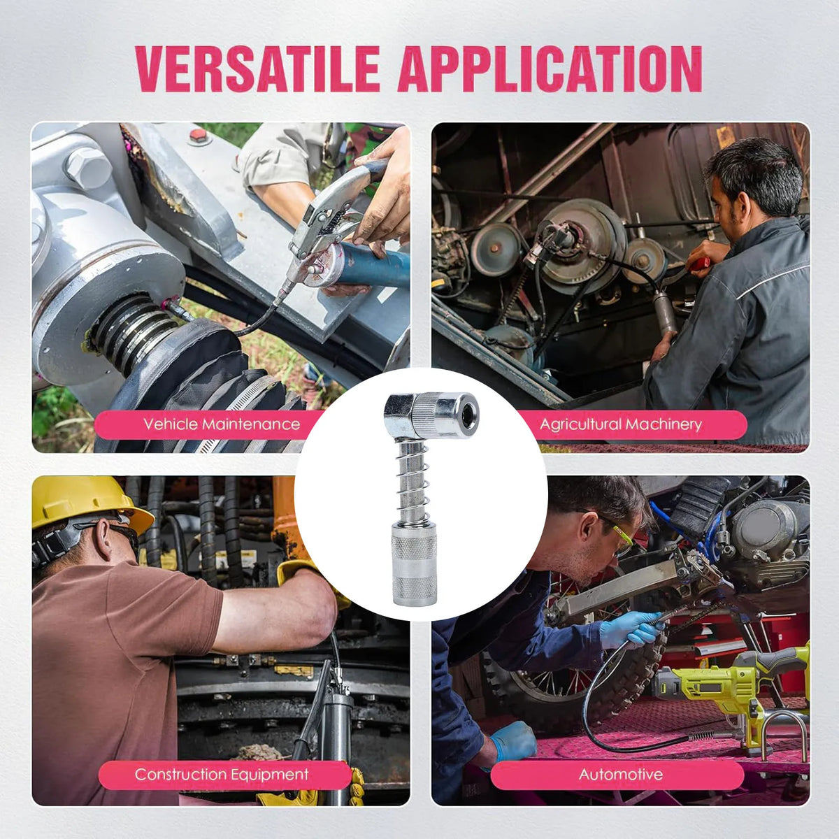 90 Degree Grease Gun Coupler Adapter Right Angle Fitting Pressure