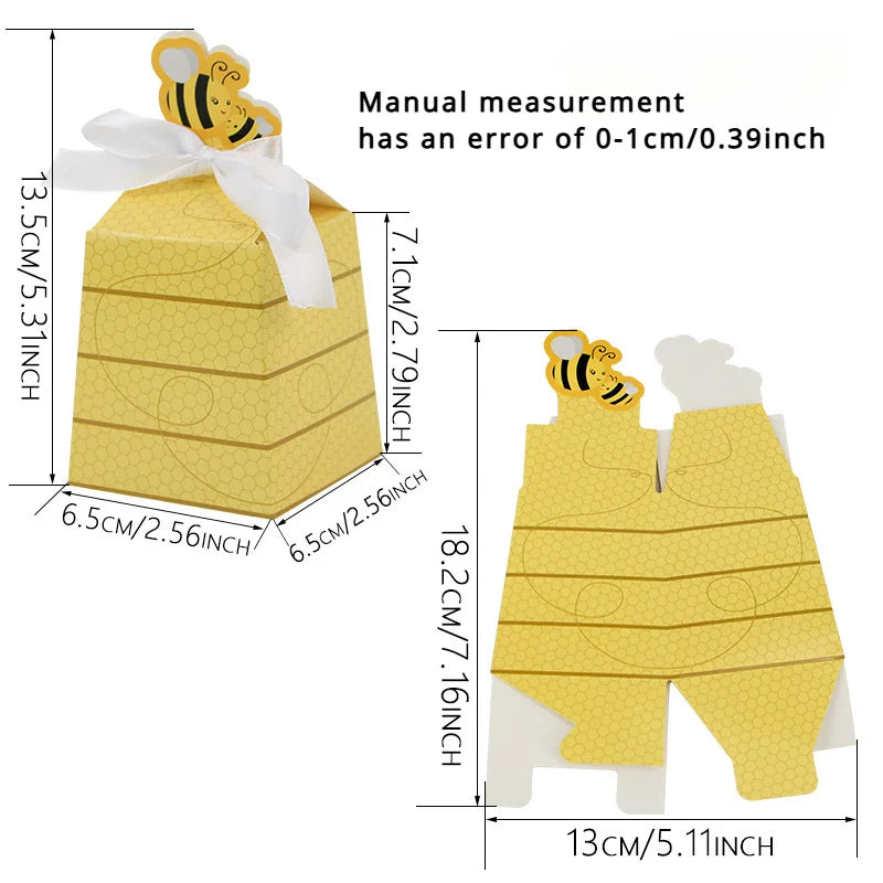 20 Bee Party Favor Boxes – Honeycomb Treat Boxes for Events