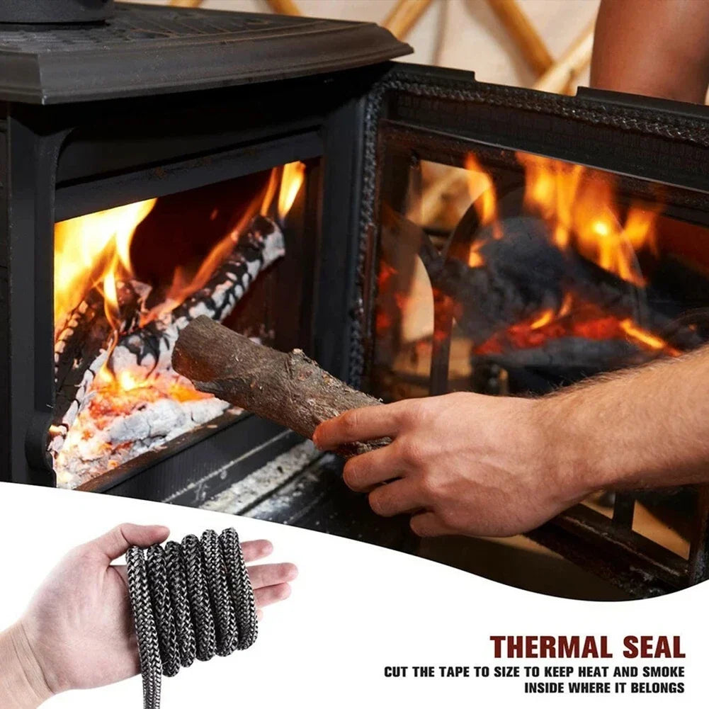 Fireplace Sealing Rope Wood Stove Door Gasket Seal Replacement Black