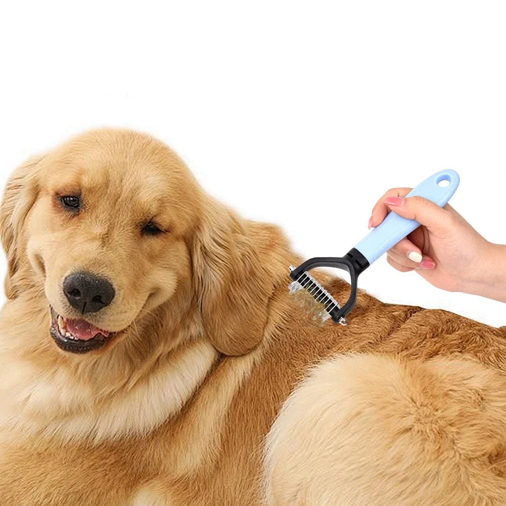 2-Sided Pet Dematting Comb | Undercoat Rake for Cats & Dogs