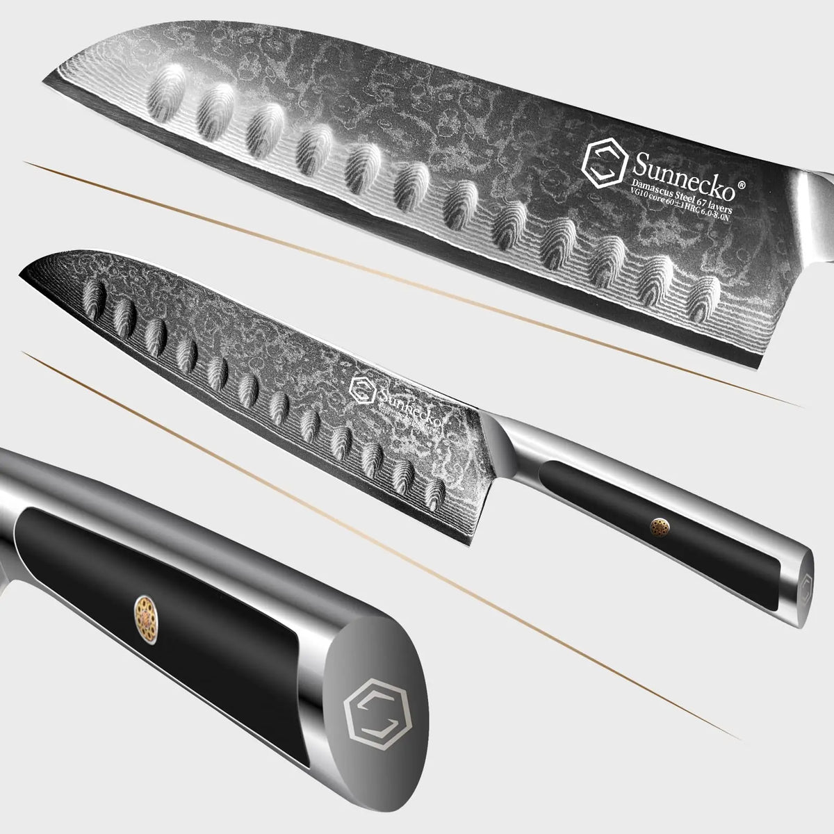 Sunnecko 7" Damascus Steel Santoku Knife – 67-Layer Japanese