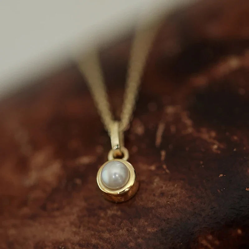 Huitan Gold Simulated Pearl Pendant Necklace – Bridal Wedding