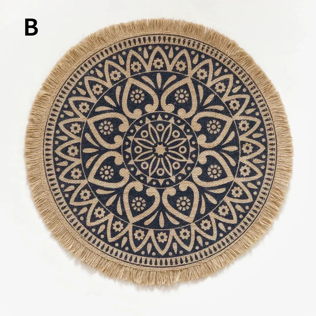 Nordic Round Floral Placemat – Cotton Linen Heat-Resistant Mat