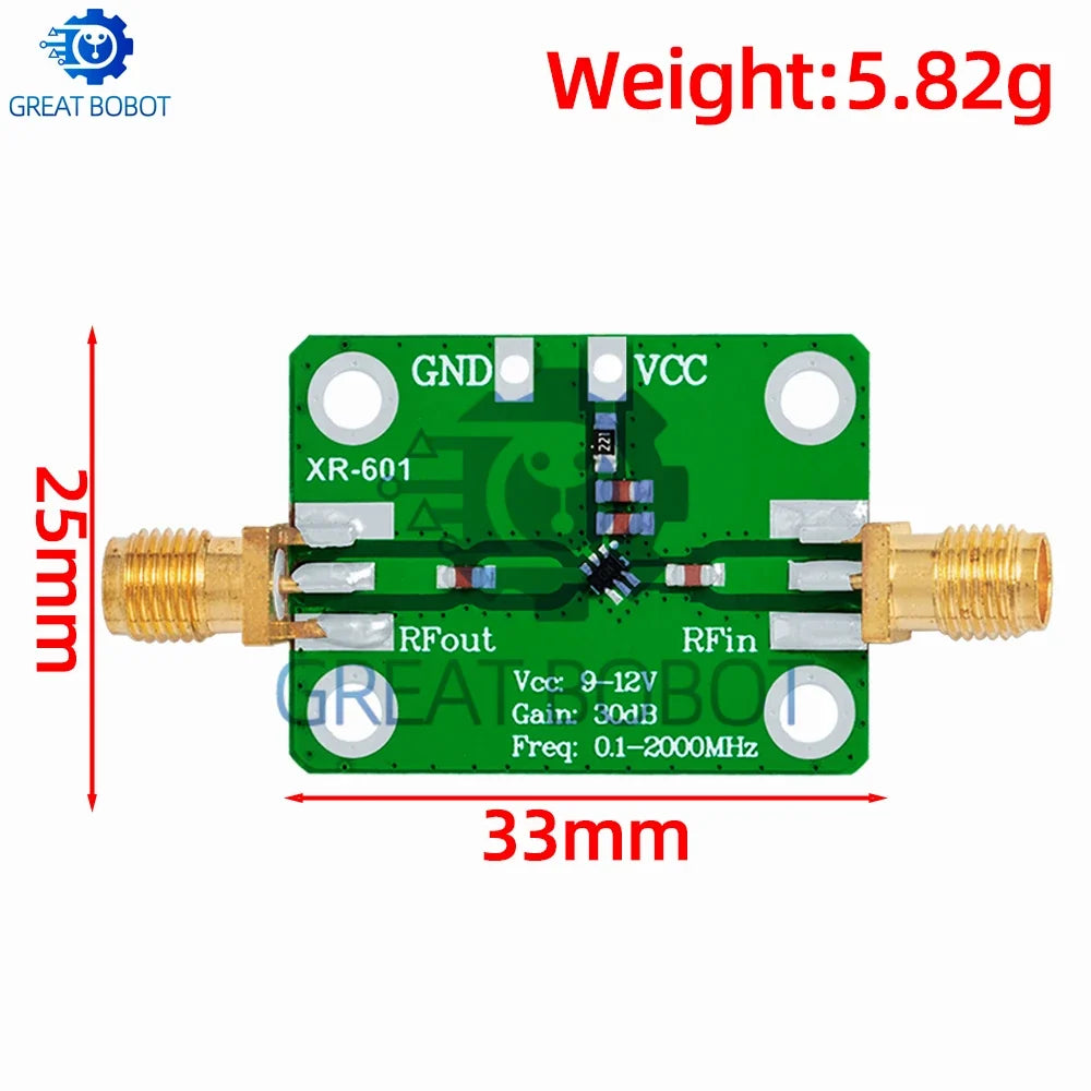 0.1–2000MHz RF Wideband Amplifier 30dB High Gain LNA Board