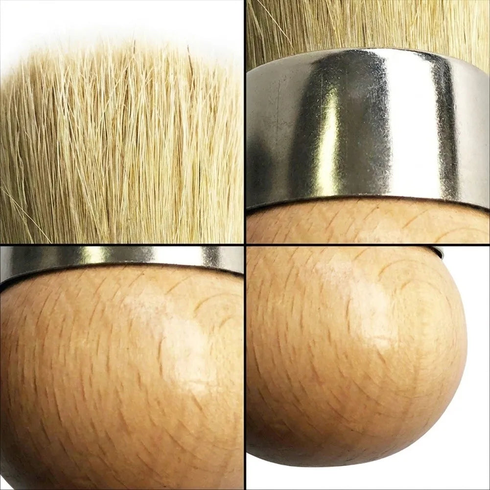 Round Wax Brush – Natural Bristle Wooden Handle Stencil Tool