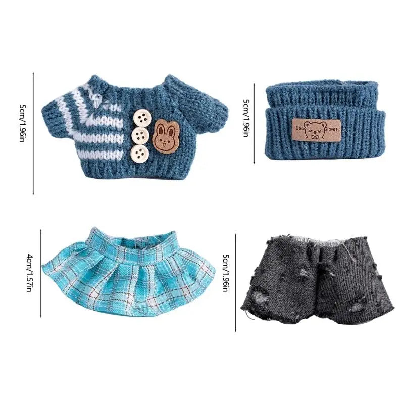17cm Doll Sweater Pants Hat Set | 1/12 Scale Fashion Outfit