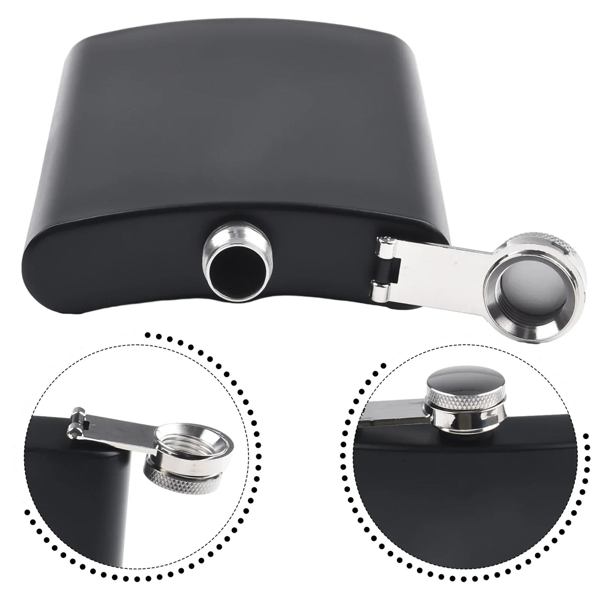 Stainless Steel Hip Flask 7–12oz | Black Matte Pocket Flask