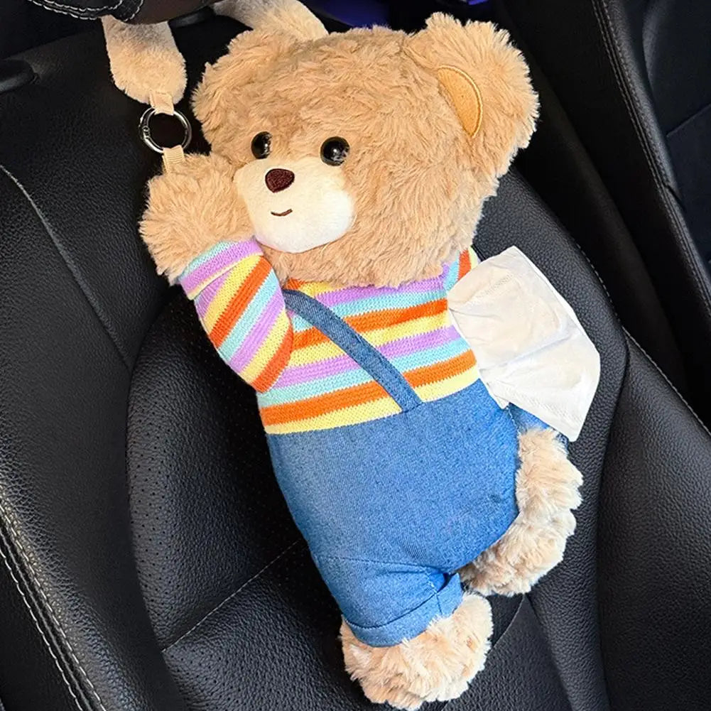 Cute Bear Plush Car Tissue Box Holder – Car & Home Decor
