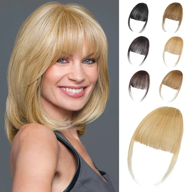 Clip-In Synthetic Air Bangs with Sideburns – Black & Brown