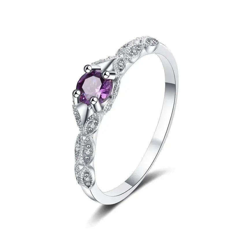 Women's Amethyst Zirconia Fashion Ring – Prong Set Gem