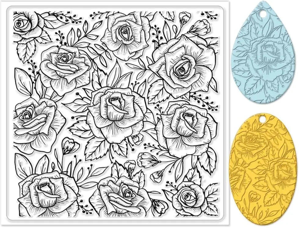 Rose Silicone Texture Sheet for Polymer Clay Earrings & Jewelry