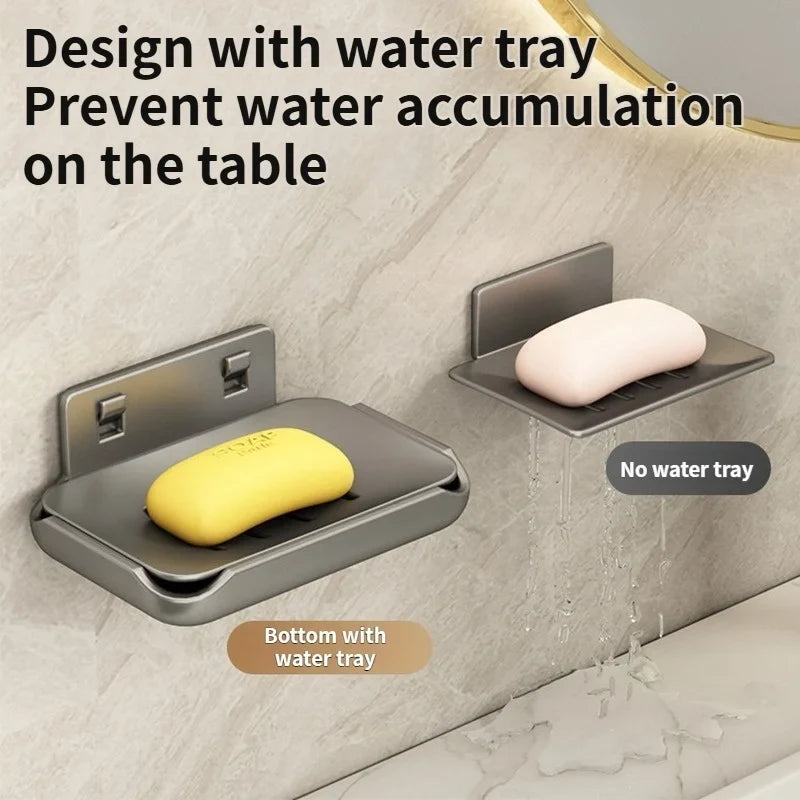 No-Drill Bathroom Corner Rack – Metal Wall-Mounted Soap Holder