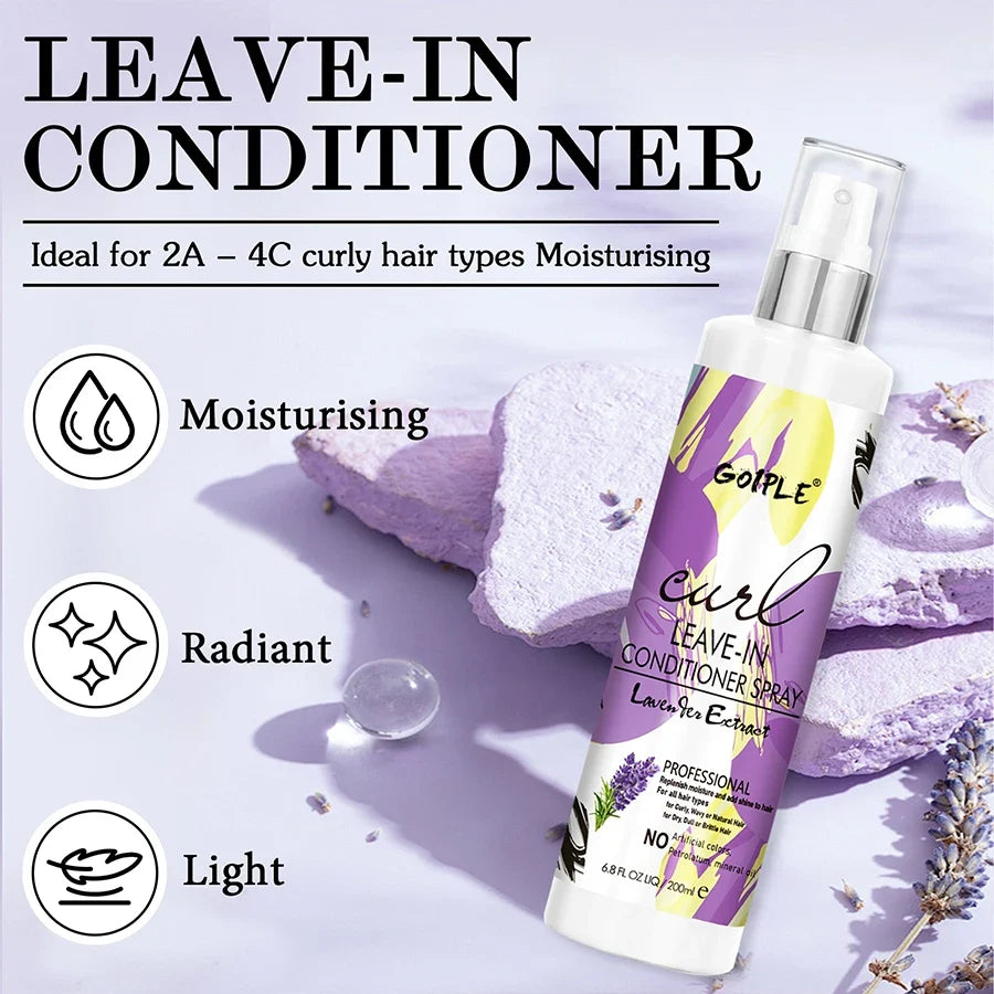 Curl Leave-In Conditioner Spray 200ml – Anti-Frizz 2A–4C Hair