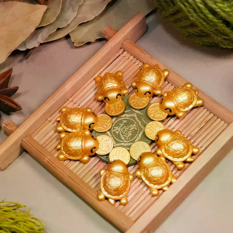 Feng Shui Money Turtle Wallet Charm | Metal Ornament Decor