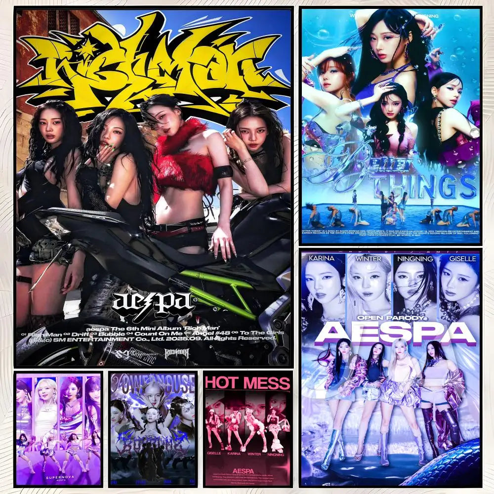 aespa HD Self-Stick Music Poster – Waterproof K-Pop Wall Art