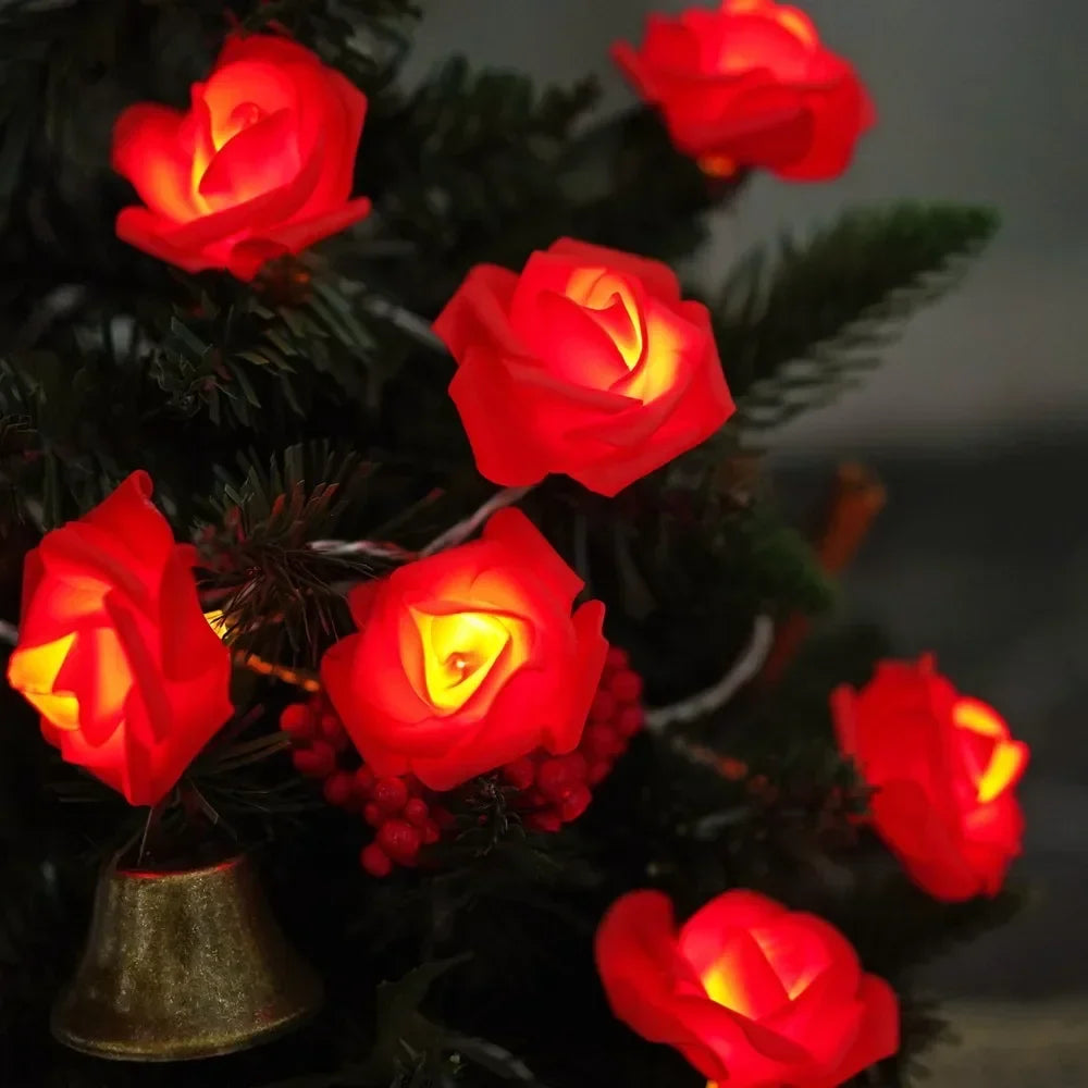 LED Pink Rose Flower String Lights USB Powered Wedding Home Party