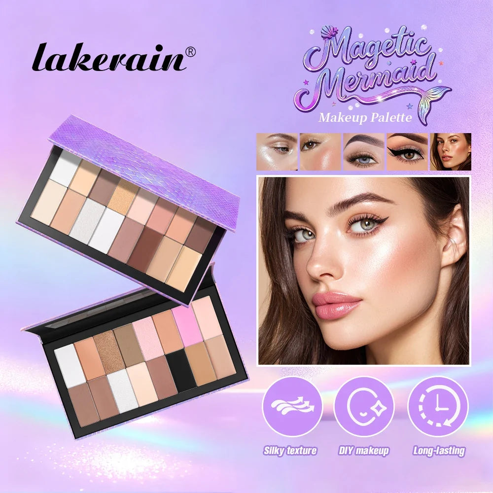 Lakerain Magnetic Mermaid DIY Eyeshadow Palette – 16 Shades