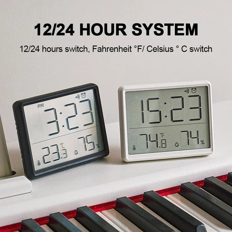 Ultra Thin Digital Alarm Clock LCD | Temp & Humidity Display