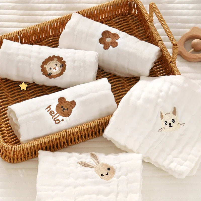 6-Layer Cotton Baby Burp Cloths | Soft Newborn Washcloths