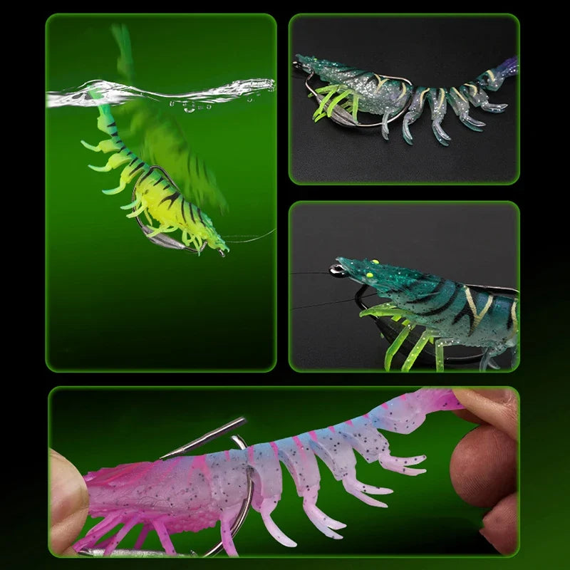 95mm TPE Squid Jig Slow Sinking Wood Shrimp Fishing Lure