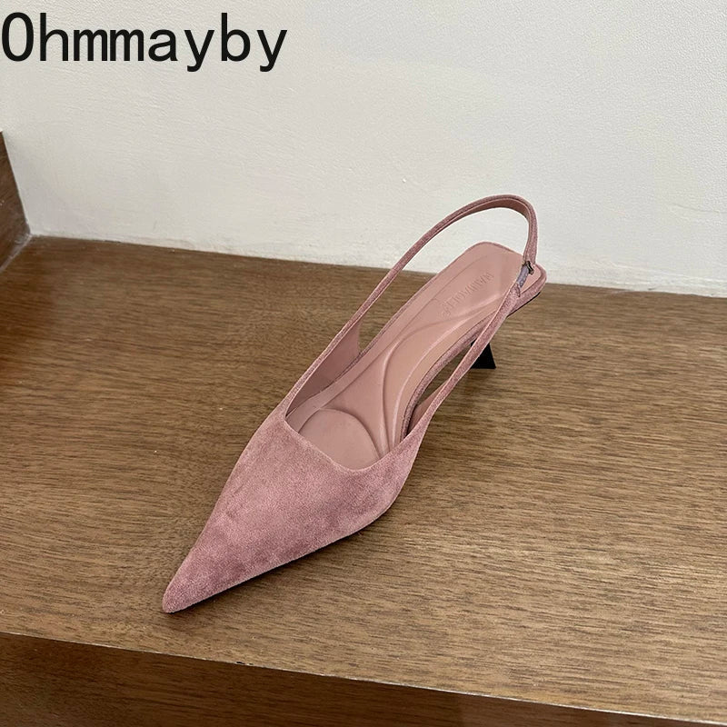 Women's Pointed Toe High Heel Slip-On Slingback Sandals