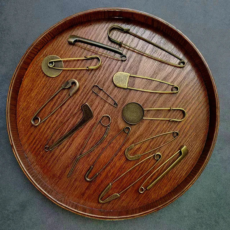 Retro Bronze Large Metal Safety Pins for Clothing & Scarves