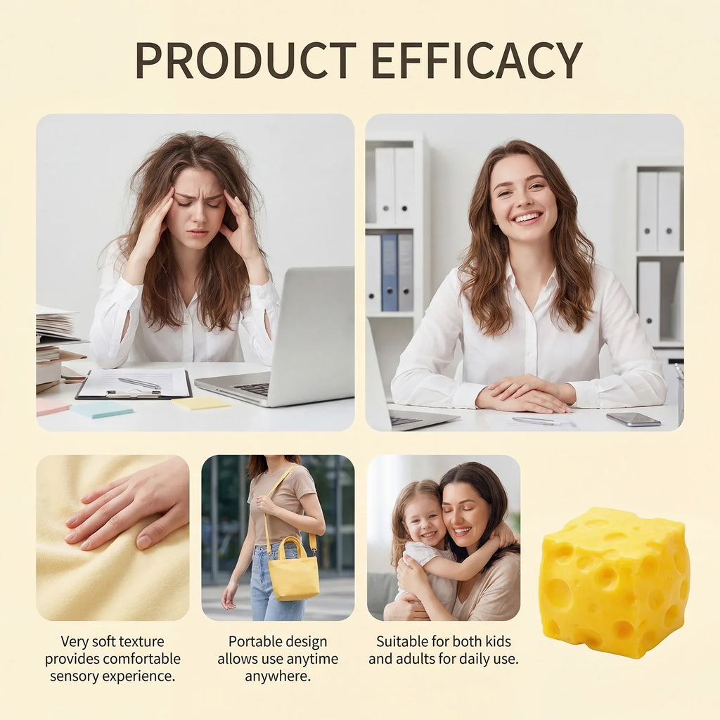 Cube Cheese Squishy Slow Rising Fidget Sensory Squeeze Toy