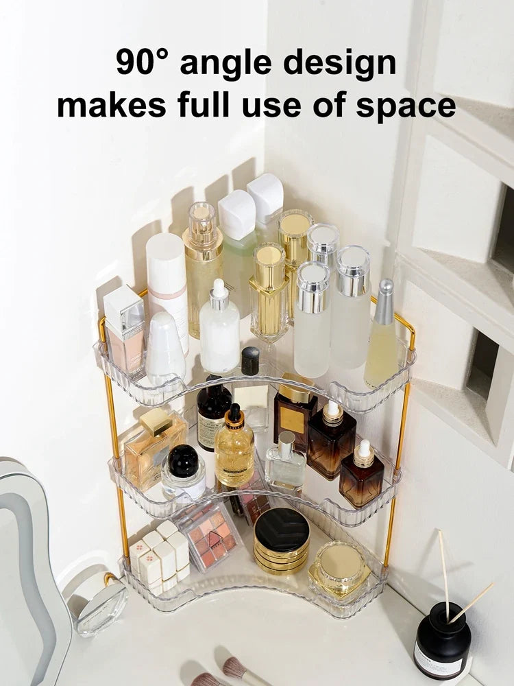 3-Tier Corner Bathroom Counter Organizer Makeup Cosmetic Storage