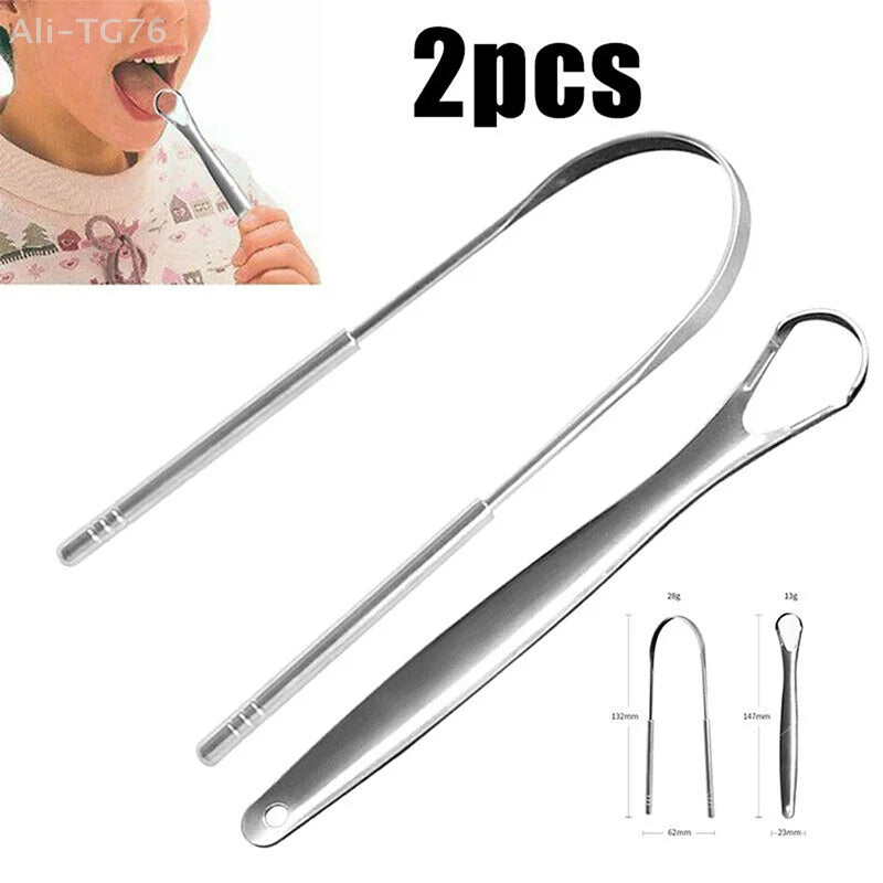 2-Pack Stainless Steel Tongue Scraper Set | Oral Care Cleaner