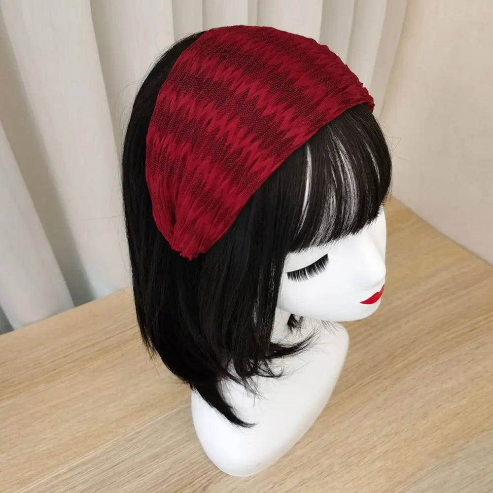 Korean Wide Chiffon Headband – Retro Toothed Hair Hoop for Women