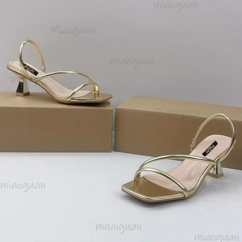 Women's Square Toe Low Heel Sandals – 5CM Party Pumps