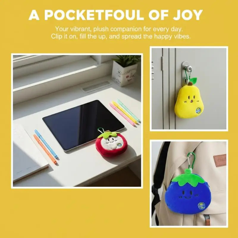Fruit Plush Coin Purse – Cute Mini Wallet & Key Organizer