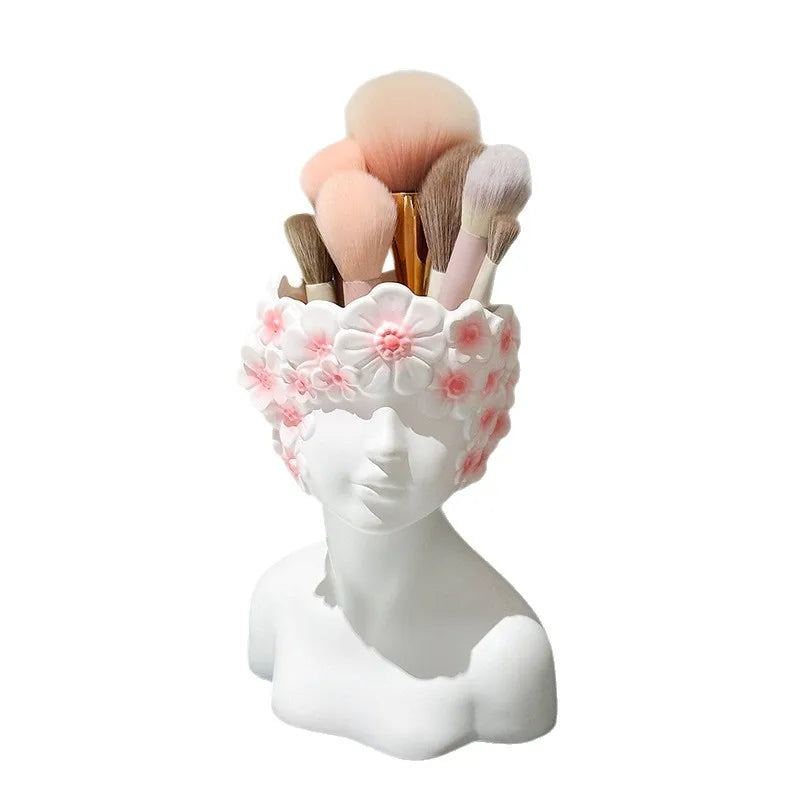 Nordic Face Holding Girl Makeup Brush Storage Cylinder Fashion