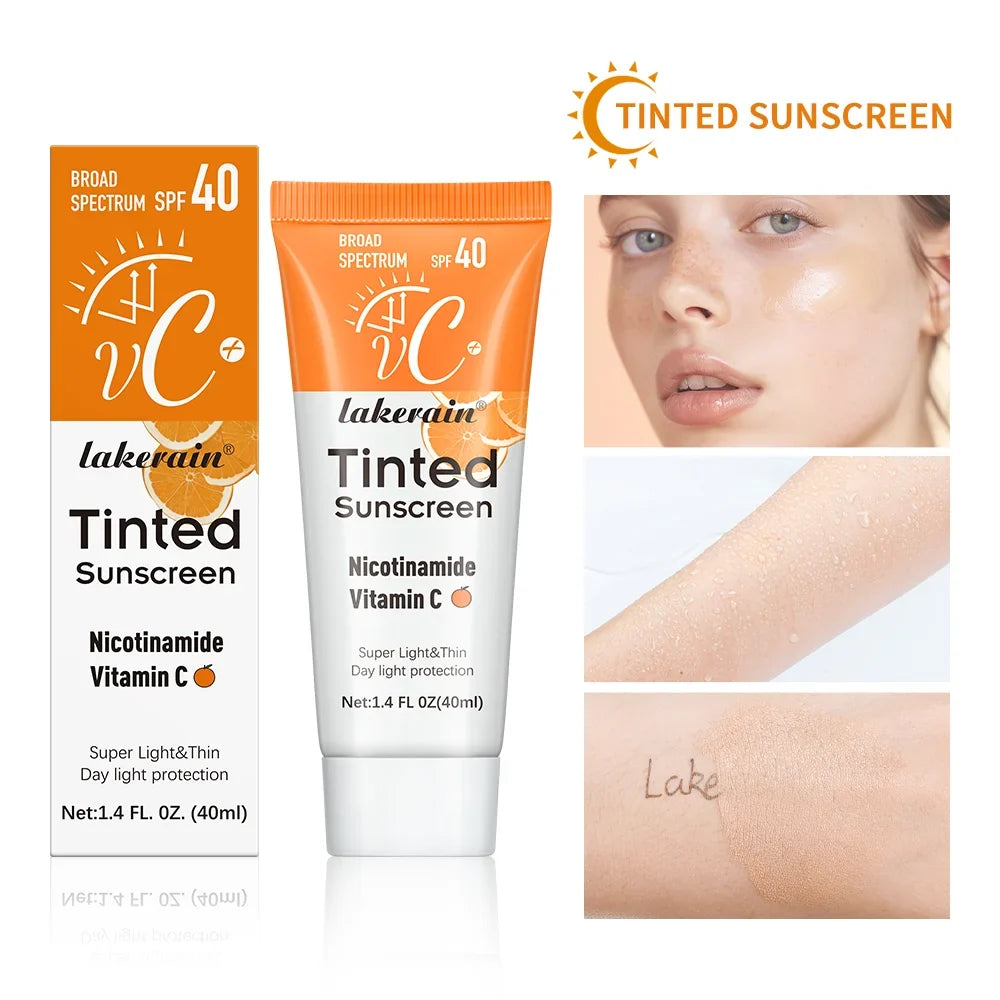 Lakerain Tinted Sunscreen SPF40+ Lightweight UV Foundation Cream
