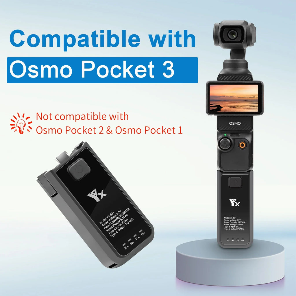 DJI Osmo Pocket 3 Extended Grip Handle & Battery Charger