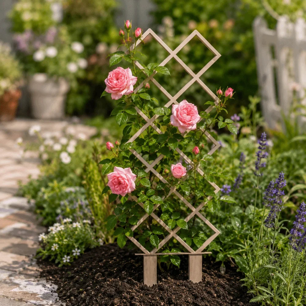 Wooden Plant Trellis | Geometric Climbing Vine Support Frame