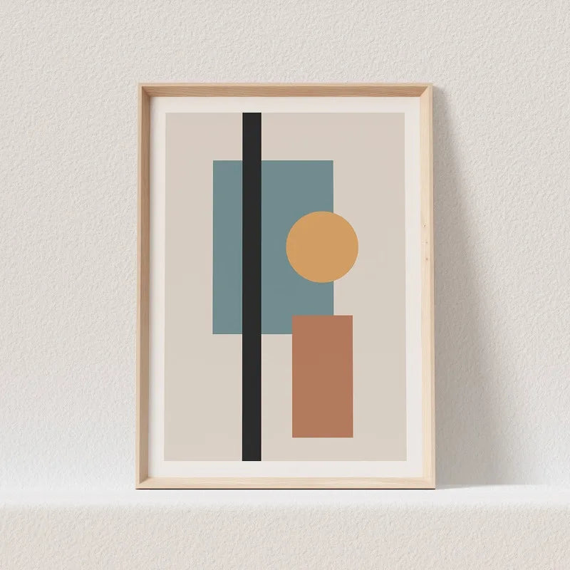 Boho Abstract Geometry Canvas Wall Art | Minimalist Print