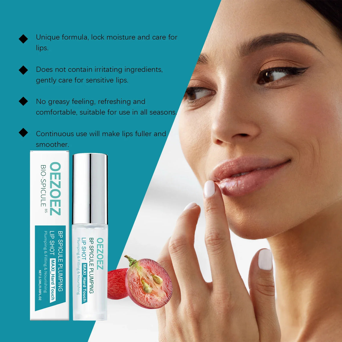 Hydrating Lip Oil – Glass Lip Moisturizer & Gentle Exfoliator