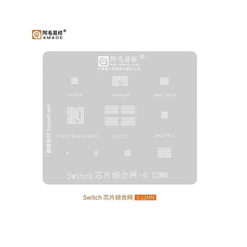 AMAOE BGA Reballing Stencil – Switch IC & eMMC BGA254 178