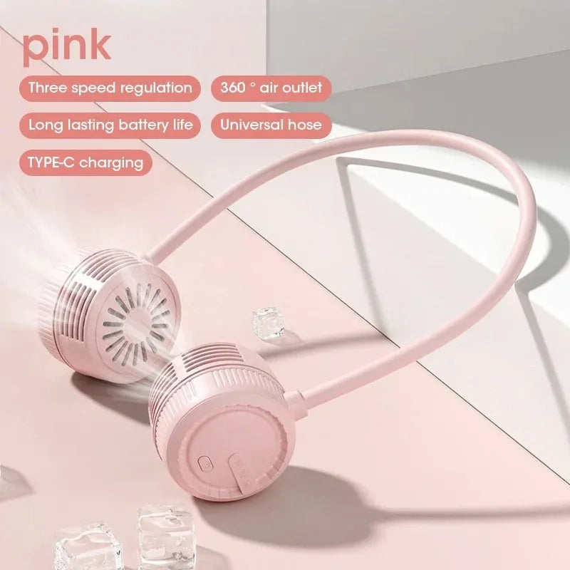 Bladeless Wearable Neck Fan – 3-Speed 360° Rechargeable