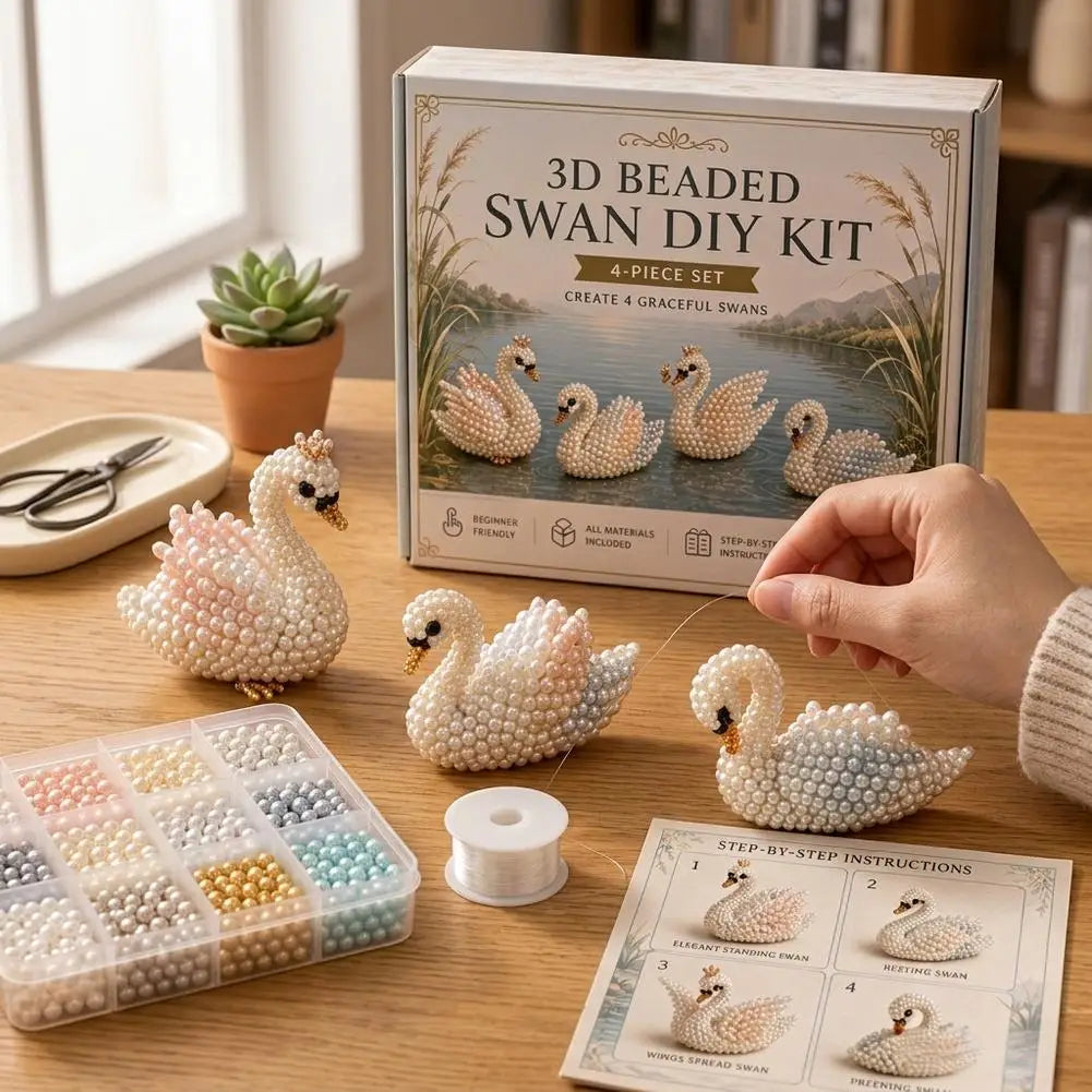 3D Bead Art Animal DIY Kit – 4-Piece Beadwork Craft Set