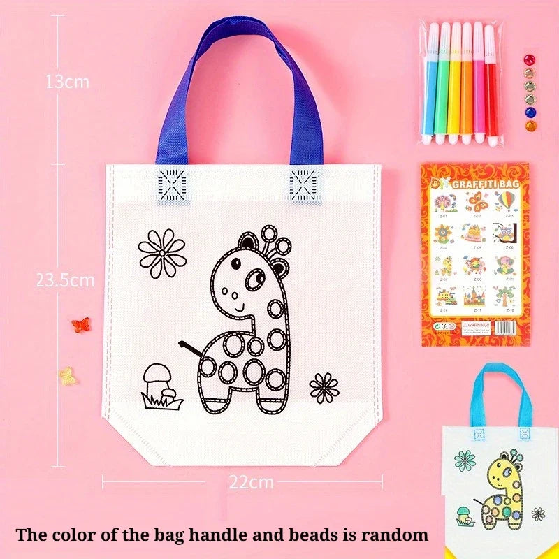 DIY Graffiti Bag Coloring Markers Handmade Painting Non-woven Arts